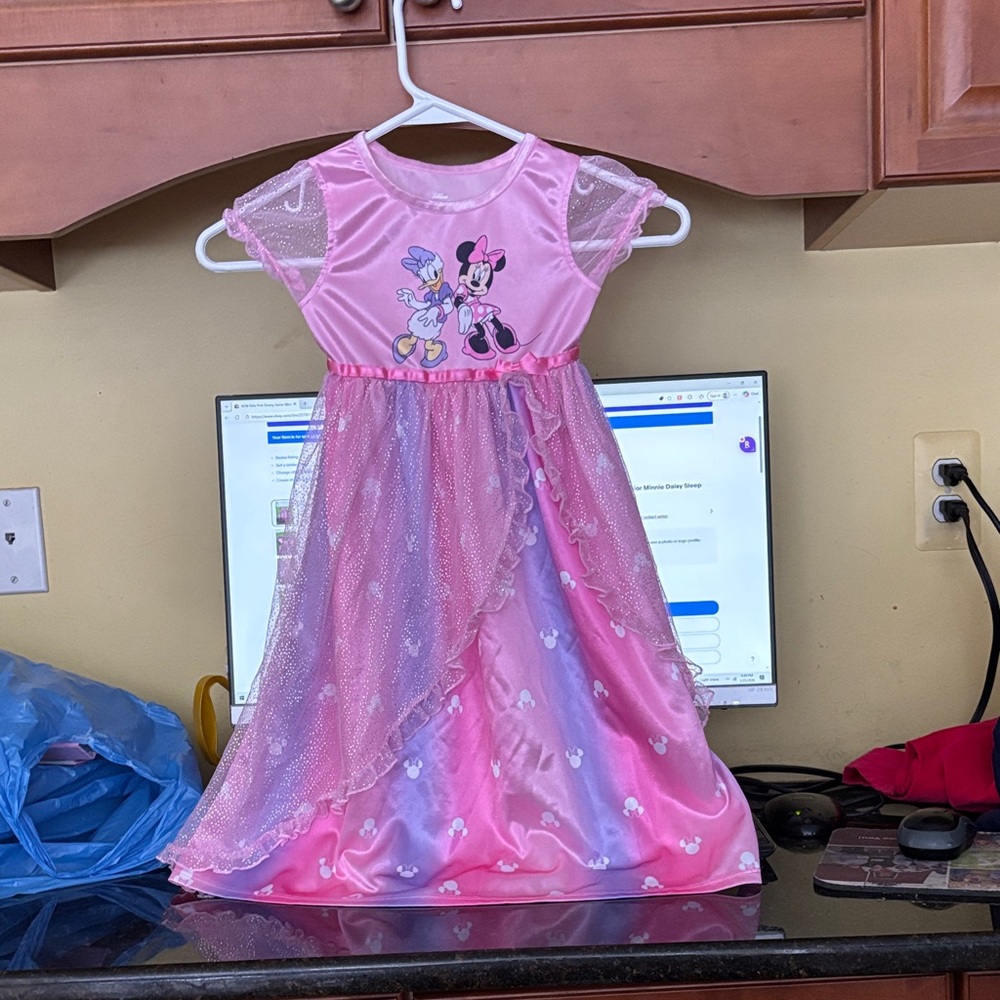 Girls Size 4T Pink Disney Junior Minnie and Daisy Nightgown